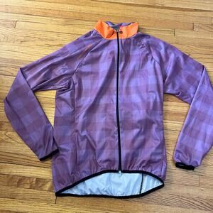 Podium Wear Jacket Womens XL Purple Plaid Zip Up Jersey Pocket Cycle Shirt